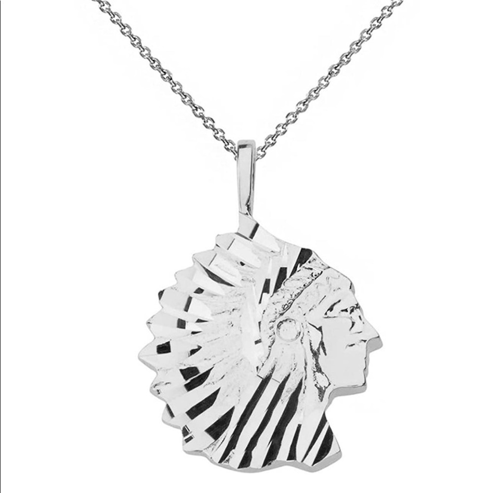 925 Sterling Native American Indian Chief Pendant ~ Unisex Navajo Chief Necklace
